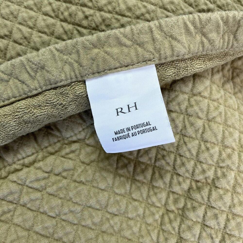 Restoration Hardware 1 Diamond Quilted Euro Pillow Sham Cover Cotton Tan